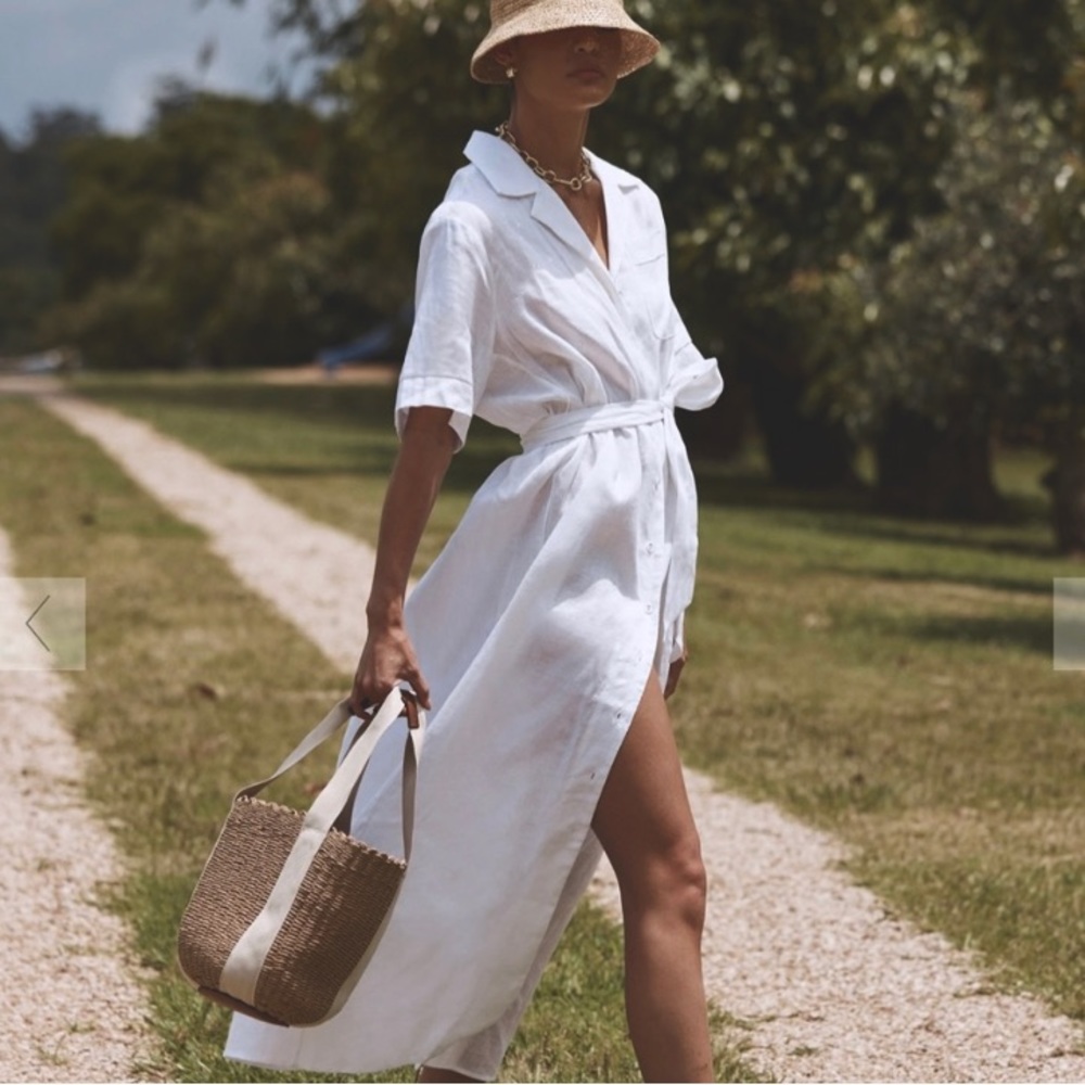 Dissh NWT Hoult White Linen Shirtdress